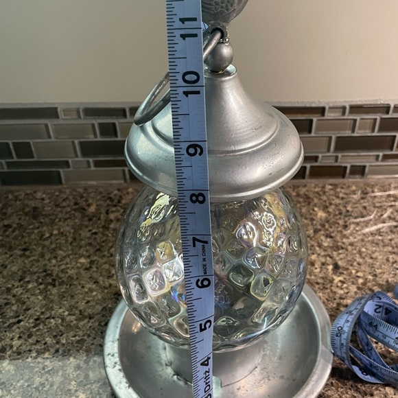 Silver Bird Lantern with Glass Globe - Picture 4 of 5
